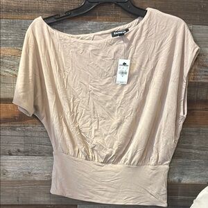 Express Tan Cap Sleeve Relaxed Blouse
